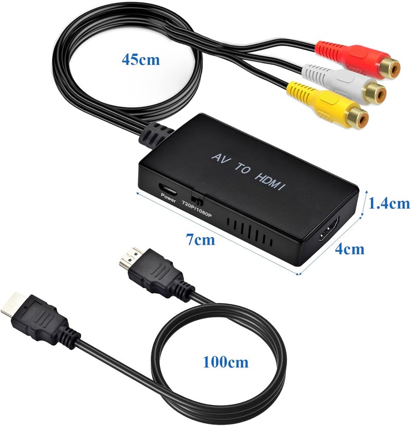 Amtake RCA to HDMI Converter,AV to HDMI Adapter,RCA to HDMI Composite Audio Video Converter Compatible with PS1, PS2, PS3, STB, Xbox, VHS, VCR,Black-Ray DVD Players - Image 4